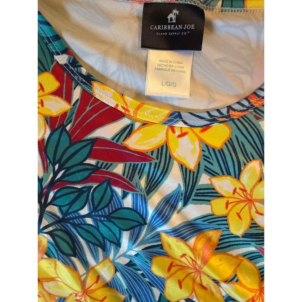 CARIBBEAN JOE- rashguard UPF 50 floral top size LARGE - Picture 2 of 2